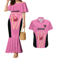 Bermuda Cricket Custom Couples Matching Mermaid Dress and Hawaiian Shirt Quo Fata Ferunt Sporty - Wonder Print Shop