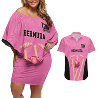 Bermuda Cricket Custom Couples Matching Off Shoulder Short Dress and Hawaiian Shirt Quo Fata Ferunt Sporty - Wonder Print Shop