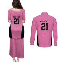 Bermuda Cricket Custom Couples Matching Puletasi and Long Sleeve Button Shirt Quo Fata Ferunt Sporty - Wonder Print Shop