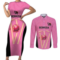 Bermuda Cricket Custom Couples Matching Short Sleeve Bodycon Dress and Long Sleeve Button Shirt Quo Fata Ferunt Sporty - Wonder Print Shop