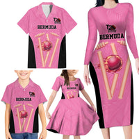Bermuda Cricket Custom Family Matching Long Sleeve Bodycon Dress and Hawaiian Shirt Quo Fata Ferunt Sporty - Wonder Print Shop