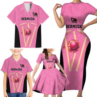 Bermuda Cricket Custom Family Matching Short Sleeve Bodycon Dress and Hawaiian Shirt Quo Fata Ferunt Sporty - Wonder Print Shop