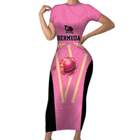 Bermuda Cricket Custom Family Matching Short Sleeve Bodycon Dress and Hawaiian Shirt Quo Fata Ferunt Sporty - Wonder Print Shop