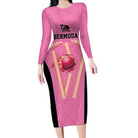 Bermuda Cricket Custom Long Sleeve Bodycon Dress Quo Fata Ferunt Sporty - Wonder Print Shop