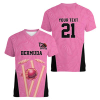 Bermuda Cricket Custom Women V-Neck T-Shirt Quo Fata Ferunt Sporty - Wonder Print Shop
