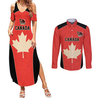 Canada Cricket Custom Couples Matching Summer Maxi Dress and Long Sleeve Button Shirt Classic Maple Leaf - Wonder Print Shop