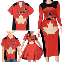 Canada Cricket Custom Family Matching Long Sleeve Bodycon Dress and Hawaiian Shirt Classic Maple Leaf - Wonder Print Shop