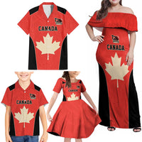 Canada Cricket Custom Family Matching Off Shoulder Maxi Dress and Hawaiian Shirt Classic Maple Leaf - Wonder Print Shop