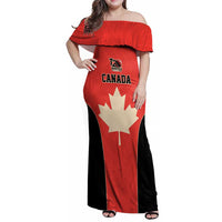 Canada Cricket Custom Family Matching Off Shoulder Maxi Dress and Hawaiian Shirt Classic Maple Leaf - Wonder Print Shop