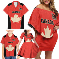 Canada Cricket Custom Family Matching Off Shoulder Short Dress and Hawaiian Shirt Classic Maple Leaf - Wonder Print Shop