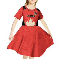 Canada Cricket Custom Kid Short Sleeve Dress Classic Maple Leaf - Wonder Print Shop