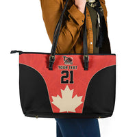 Canada Cricket Custom Leather Tote Bag Classic Maple Leaf - Wonder Print Shop