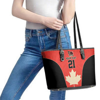 Canada Cricket Custom Leather Tote Bag Classic Maple Leaf - Wonder Print Shop
