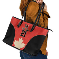 Canada Cricket Custom Leather Tote Bag Classic Maple Leaf - Wonder Print Shop