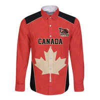 Canada Cricket Custom Long Sleeve Button Shirt Classic Maple Leaf - Wonder Print Shop