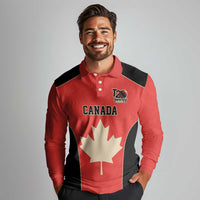 Canada Cricket Custom Long Sleeve Polo Shirt Classic Maple Leaf - Wonder Print Shop