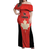 Canada Cricket Custom Off Shoulder Maxi Dress Classic Maple Leaf - Wonder Print Shop