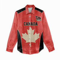 Canada Cricket Custom Women Casual Shirt Classic Maple Leaf - Wonder Print Shop