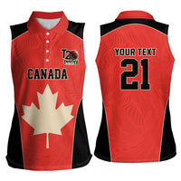 Canada Cricket Custom Women Sleeveless Polo Shirt Classic Maple Leaf - Wonder Print Shop