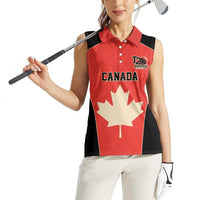 Canada Cricket Custom Women Sleeveless Polo Shirt Classic Maple Leaf - Wonder Print Shop