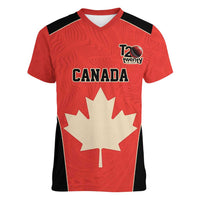 Canada Cricket Custom Women V-Neck T-Shirt Classic Maple Leaf - Wonder Print Shop