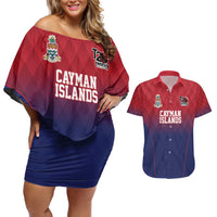 Cayman Islands Cricket Custom Couples Matching Off Shoulder Short Dress and Hawaiian Shirt Classic Coat of Arms Sporty - Wonder Print Shop