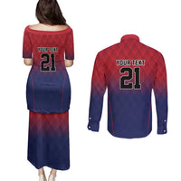 Cayman Islands Cricket Custom Couples Matching Puletasi and Long Sleeve Button Shirt Classic Coat of Arms Sporty - Wonder Print Shop