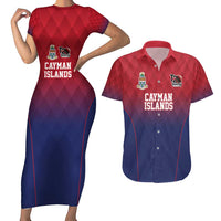 Cayman Islands Cricket Custom Couples Matching Short Sleeve Bodycon Dress and Hawaiian Shirt Classic Coat of Arms Sporty - Wonder Print Shop