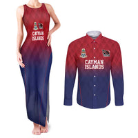 Cayman Islands Cricket Custom Couples Matching Tank Maxi Dress and Long Sleeve Button Shirt Classic Coat of Arms Sporty - Wonder Print Shop