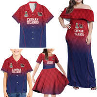 Cayman Islands Cricket Custom Family Matching Off Shoulder Maxi Dress and Hawaiian Shirt Classic Coat of Arms Sporty - Wonder Print Shop