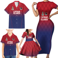 Cayman Islands Cricket Custom Family Matching Short Sleeve Bodycon Dress and Hawaiian Shirt Classic Coat of Arms Sporty - Wonder Print Shop