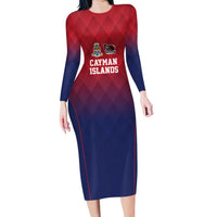 Cayman Islands Cricket Custom Long Sleeve Bodycon Dress Classic Coat of Arms Sporty - Wonder Print Shop
