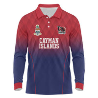 Cayman Islands Cricket Custom Long Sleeve Polo Shirt Classic Coat of Arms Sporty - Wonder Print Shop