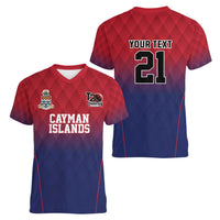 Cayman Islands Cricket Custom Women V-Neck T-Shirt Classic Coat of Arms Sporty - Wonder Print Shop