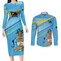 The Bahamas Cricket Custom Couples Matching Long Sleeve Bodycon Dress and Long Sleeve Button Shirt Marlin Flamingo Come On Bahamian - Wonder Print Shop