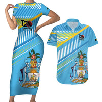 The Bahamas Cricket Custom Couples Matching Short Sleeve Bodycon Dress and Hawaiian Shirt Marlin Flamingo Come On Bahamian - Wonder Print Shop