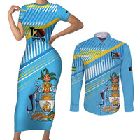 The Bahamas Cricket Custom Couples Matching Short Sleeve Bodycon Dress and Long Sleeve Button Shirt Marlin Flamingo Come On Bahamian - Wonder Print Shop