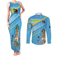 The Bahamas Cricket Custom Couples Matching Tank Maxi Dress and Long Sleeve Button Shirt Marlin Flamingo Come On Bahamian - Wonder Print Shop