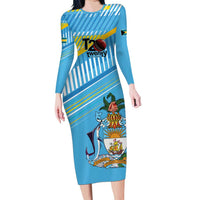 The Bahamas Cricket Custom Family Matching Long Sleeve Bodycon Dress and Hawaiian Shirt Marlin Flamingo Come On Bahamian - Wonder Print Shop