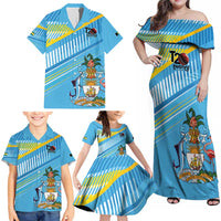 The Bahamas Cricket Custom Family Matching Off Shoulder Maxi Dress and Hawaiian Shirt Marlin Flamingo Come On Bahamian - Wonder Print Shop