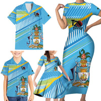 The Bahamas Cricket Custom Family Matching Short Sleeve Bodycon Dress and Hawaiian Shirt Marlin Flamingo Come On Bahamian - Wonder Print Shop