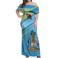 The Bahamas Cricket Custom Off Shoulder Maxi Dress Marlin Flamingo Come On Bahamian - Wonder Print Shop