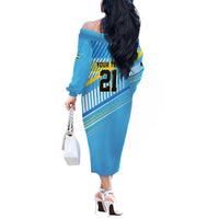 The Bahamas Cricket Custom Off The Shoulder Long Sleeve Dress Marlin Flamingo Come On Bahamian - Wonder Print Shop