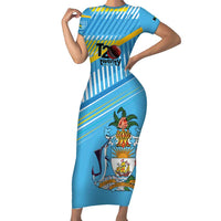 The Bahamas Cricket Custom Short Sleeve Bodycon Dress Marlin Flamingo Come On Bahamian - Wonder Print Shop