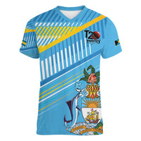 The Bahamas Cricket Custom Women V-Neck T-Shirt Marlin Flamingo Come On Bahamian - Wonder Print Shop