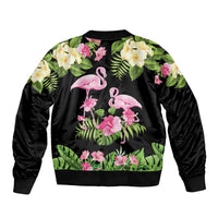 The Bahamas Flamingo Bomber Jacket Bahamian Tropical Flowers - Wonder Print Shop