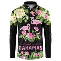 The Bahamas Flamingo Button Sweatshirt Bahamian Tropical Flowers - Wonder Print Shop