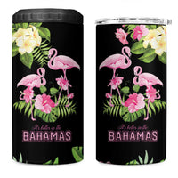 The Bahamas Flamingo 4 in 1 Can Cooler Tumbler Bahamian Tropical Flowers - Wonder Print Shop