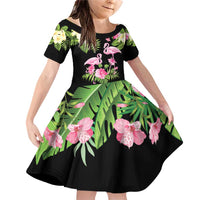 The Bahamas Flamingo Family Matching Off Shoulder Short Dress and Hawaiian Shirt Bahamian Tropical Flowers - Wonder Print Shop
