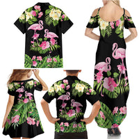 The Bahamas Flamingo Family Matching Summer Maxi Dress and Hawaiian Shirt Bahamian Tropical Flowers - Wonder Print Shop